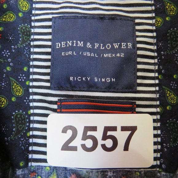 Denim & Flower* Men's Short Sleeve Button Down Curved Hem BOHO Shirt~ Size Large - Picture 3 of 12